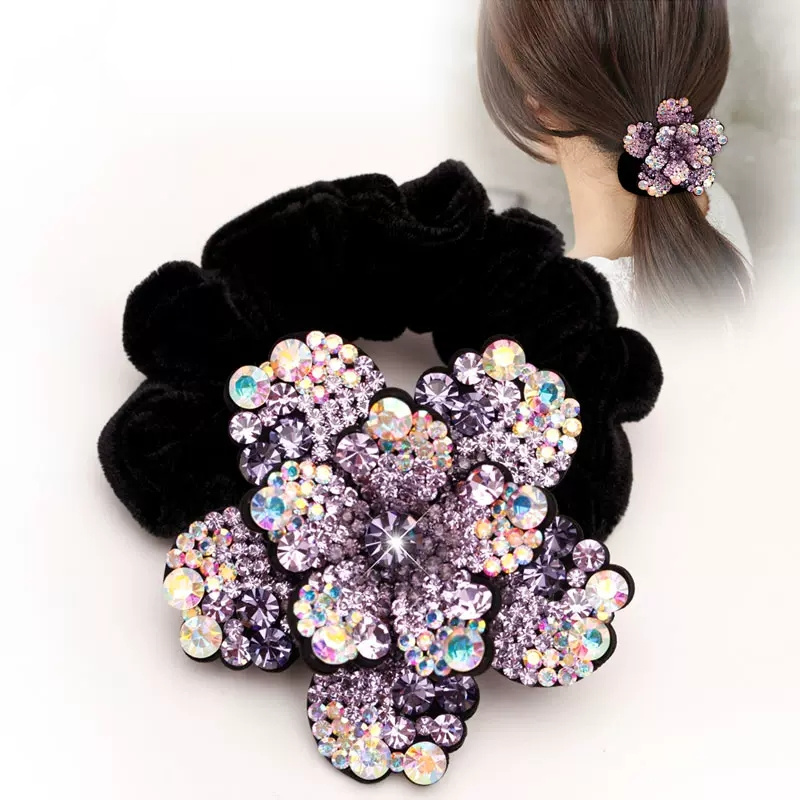 Velvet Jewelry Box - Mulheres strass scrunchies veludo elástico faixas