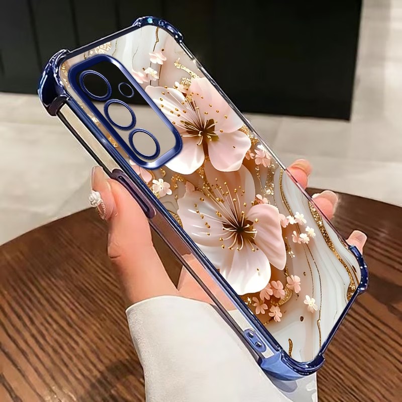 Samsung Galaxy S25 - Capa de Telefone Transparente com Flores