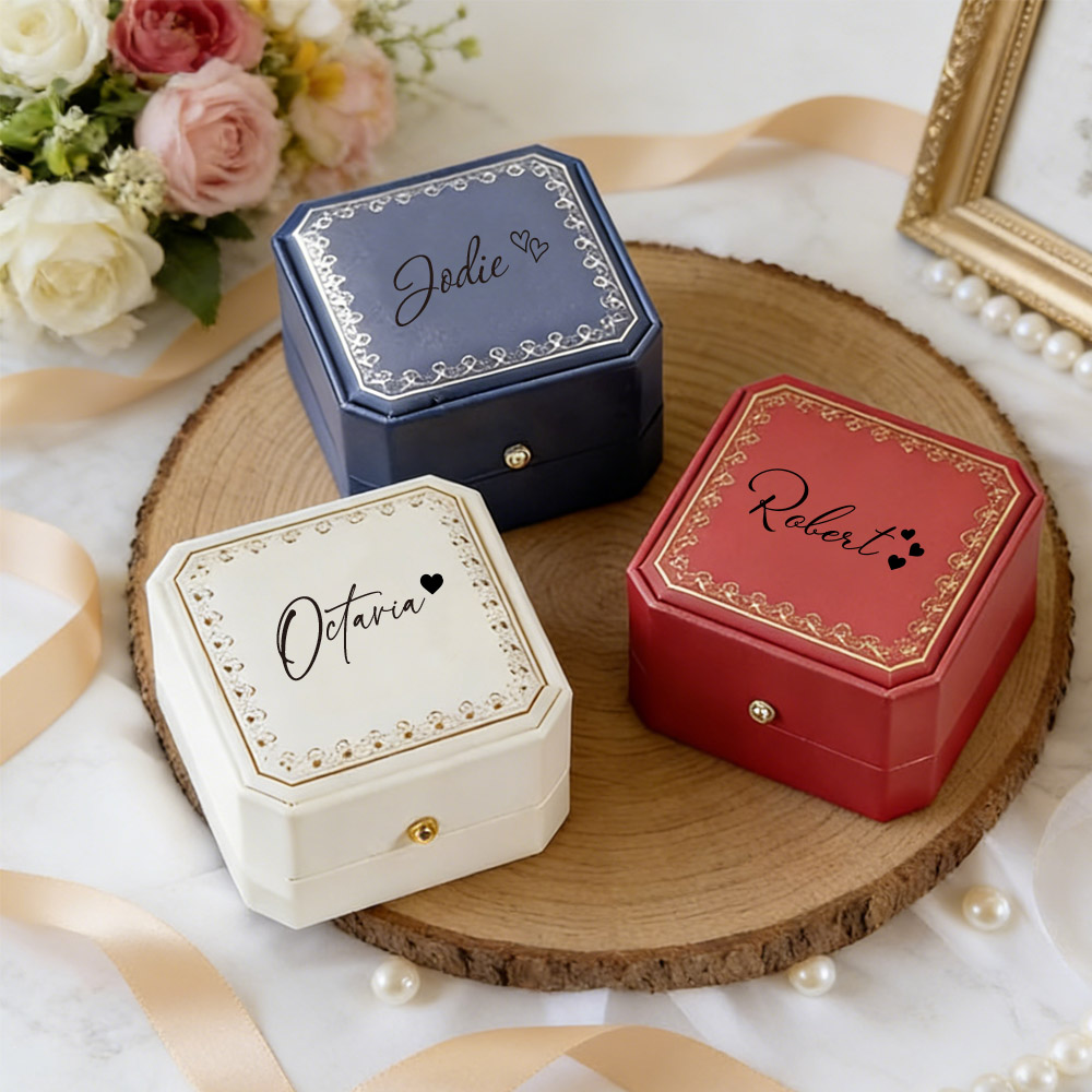 Velvet Jewelry Box - Caixa de Anel Personalizada em Couro