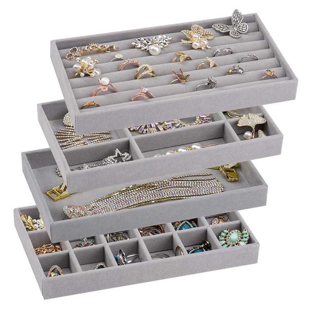 Velvet Jewelry Box - Caixa de gaveta empilhável veludo caixa