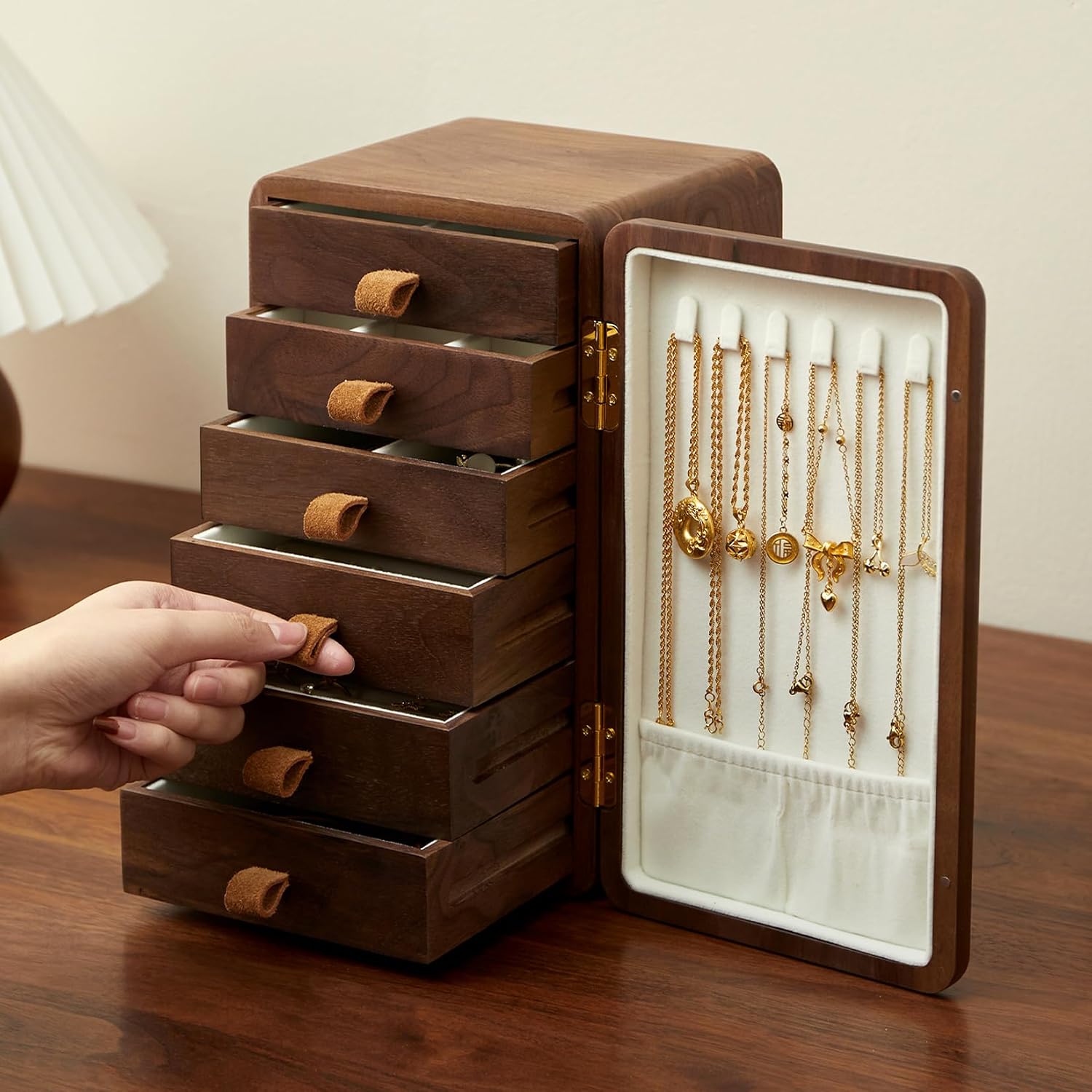 Velvet Jewelry Box - Caixa de Joias em Madeira Sólida