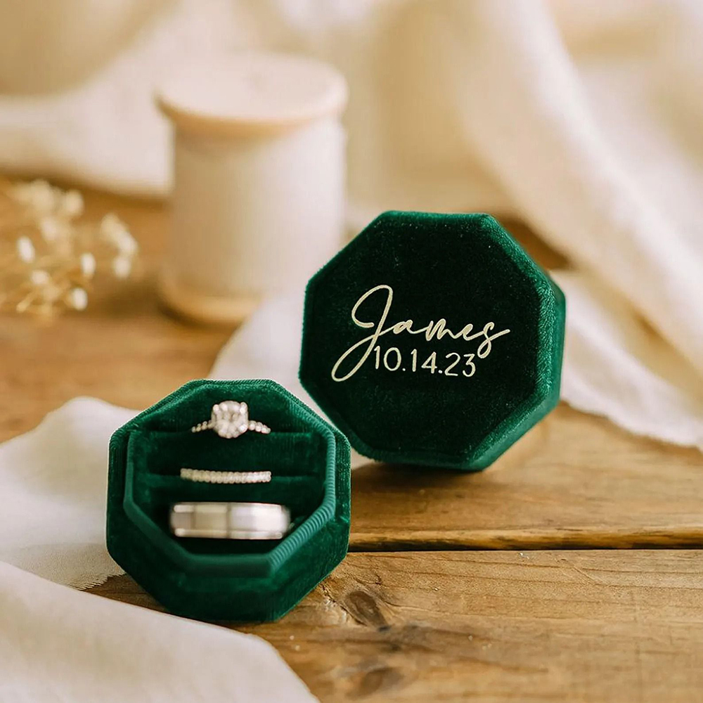 Velvet Jewelry Box - Caixa de anel de casamento de
