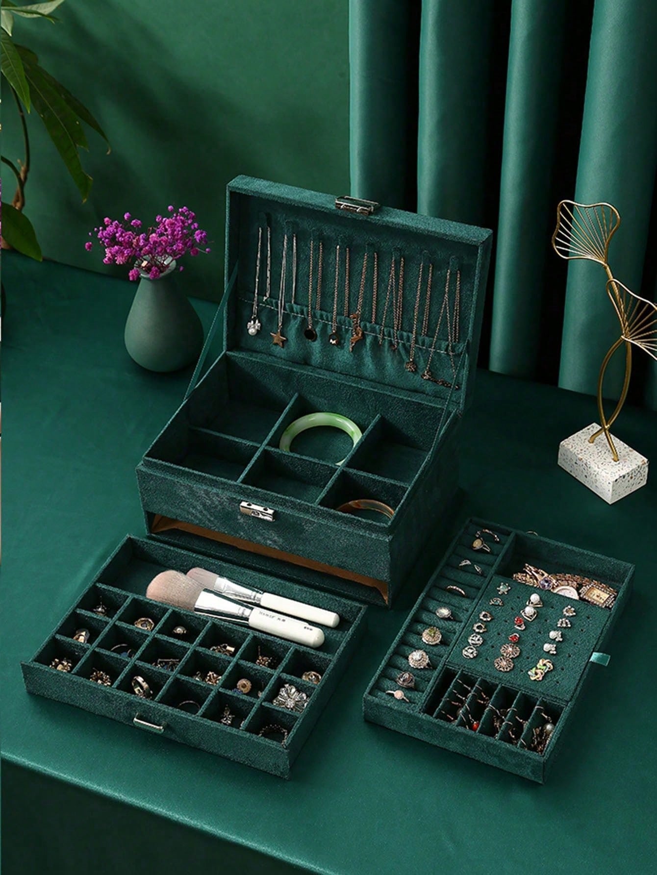 Caixa de Joias de Veludo de 3  - Velvet Jewelry Box avaliação e preço