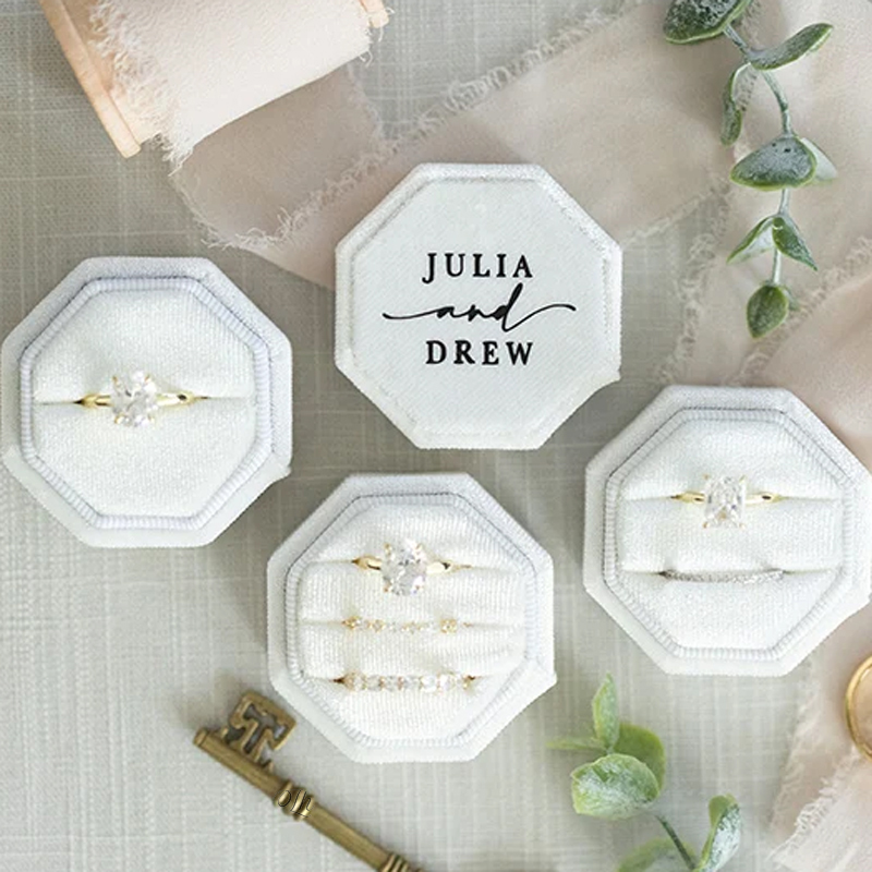 Caixa de anéis de casamento pe - Velvet Jewelry Box avaliação e preço